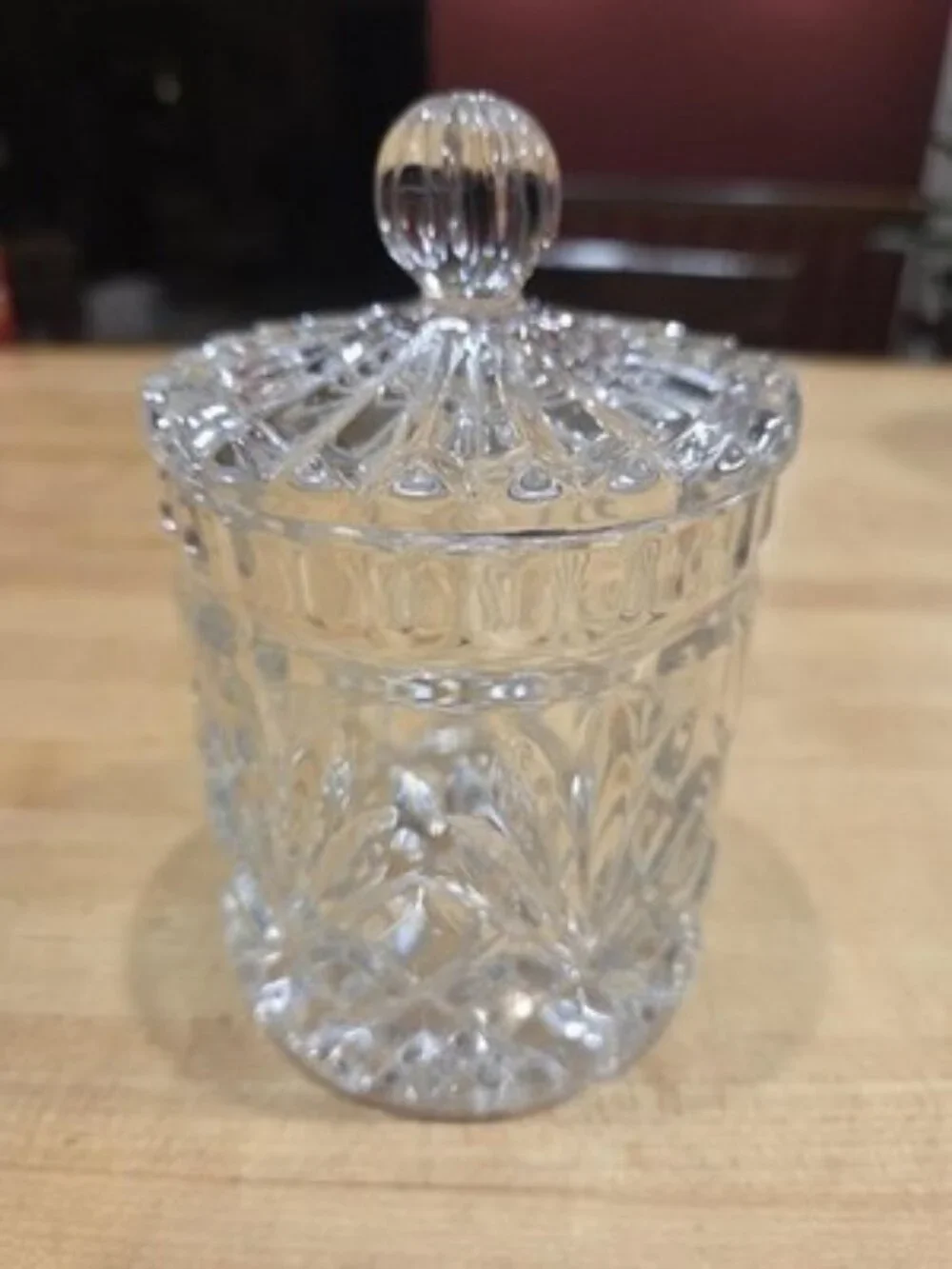 Vintage Essex Lead Crystal Biscuit Jar Candy Dish Ball Finial Lid Poland 6